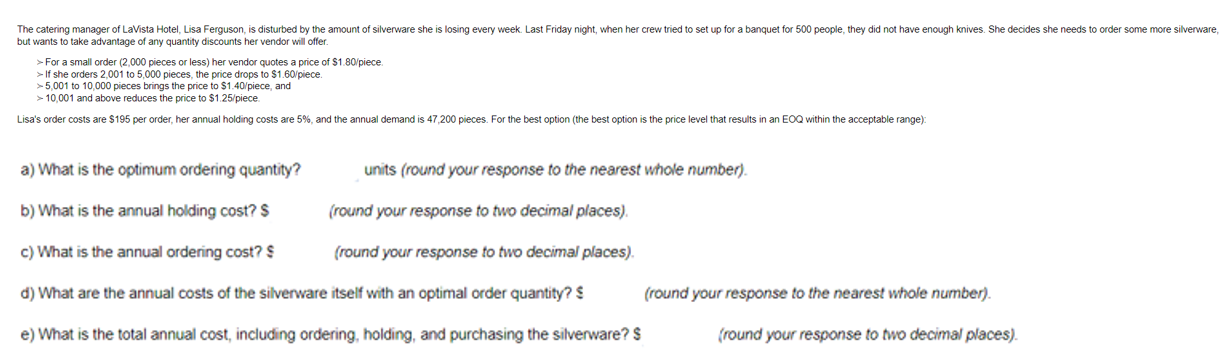 The catering manager of LaVista Hotel, Lisa