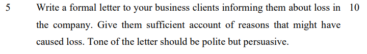 5 Write a formal letter to your business clients