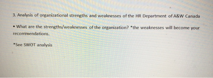 3. Analysis of organizational strengths and