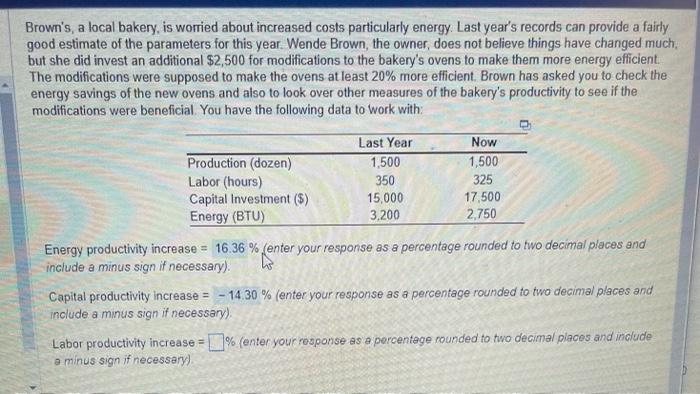 Answer? Brown's, a local bakery, is worried about