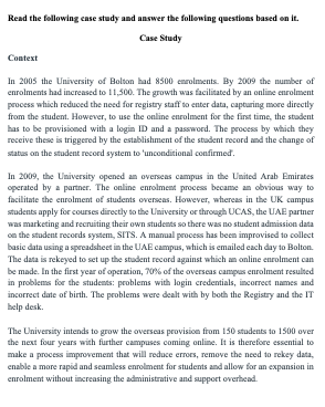 Read the following case study and answer the