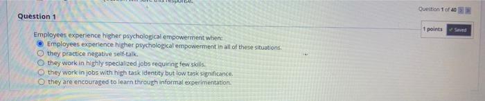Question 1 of 40 Question 1 1 points saved