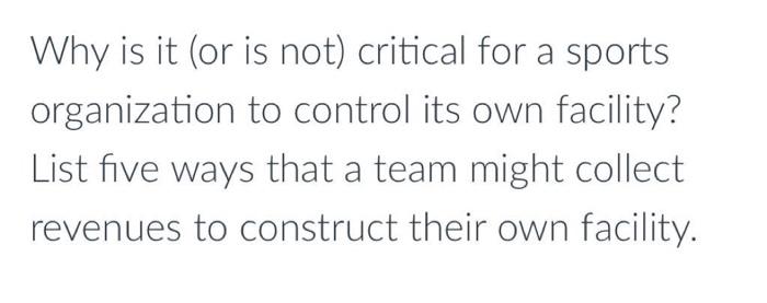 Why is it (or is not) critical for a sports