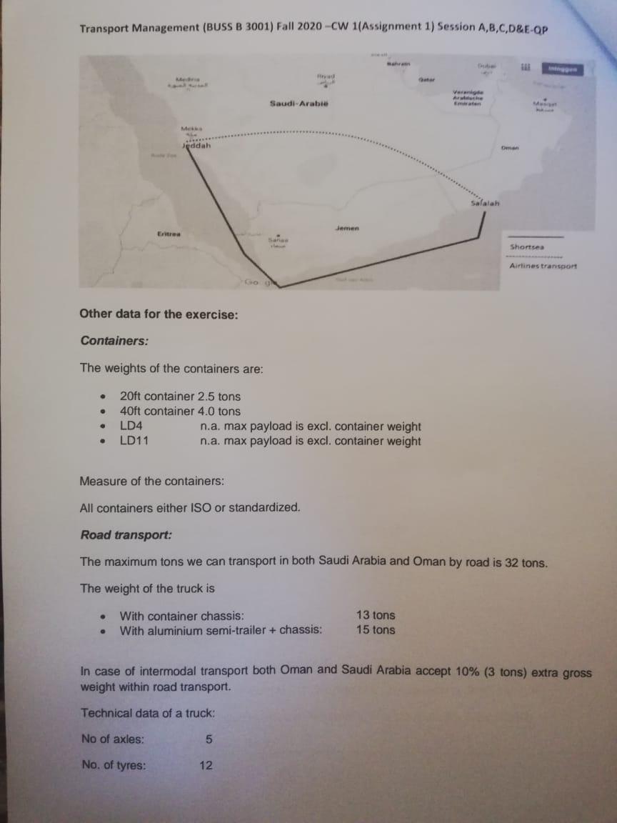 Transport Management (BUSS B 3001) Fall 2020 -CW