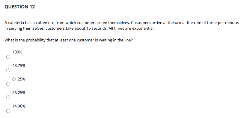 QUESTION 12 A cafeteria has a coffee urn from