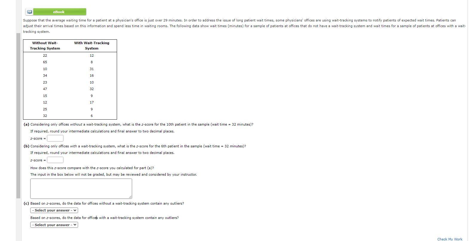 eBook Suppose that the average waiting time for a