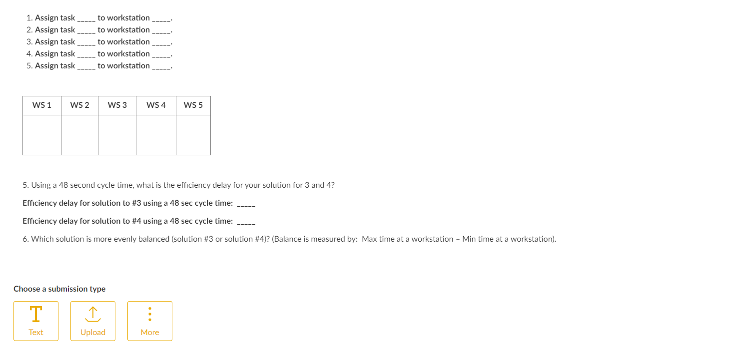 The table provides the task times in seconds. The