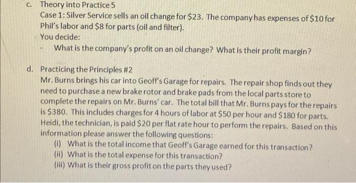 c. Theory into Practice 5 Case 1: Silver Service
