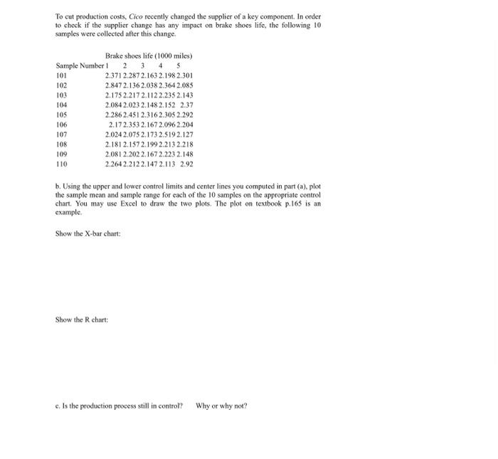 Problem 2. As a brake quality inspector at Cico