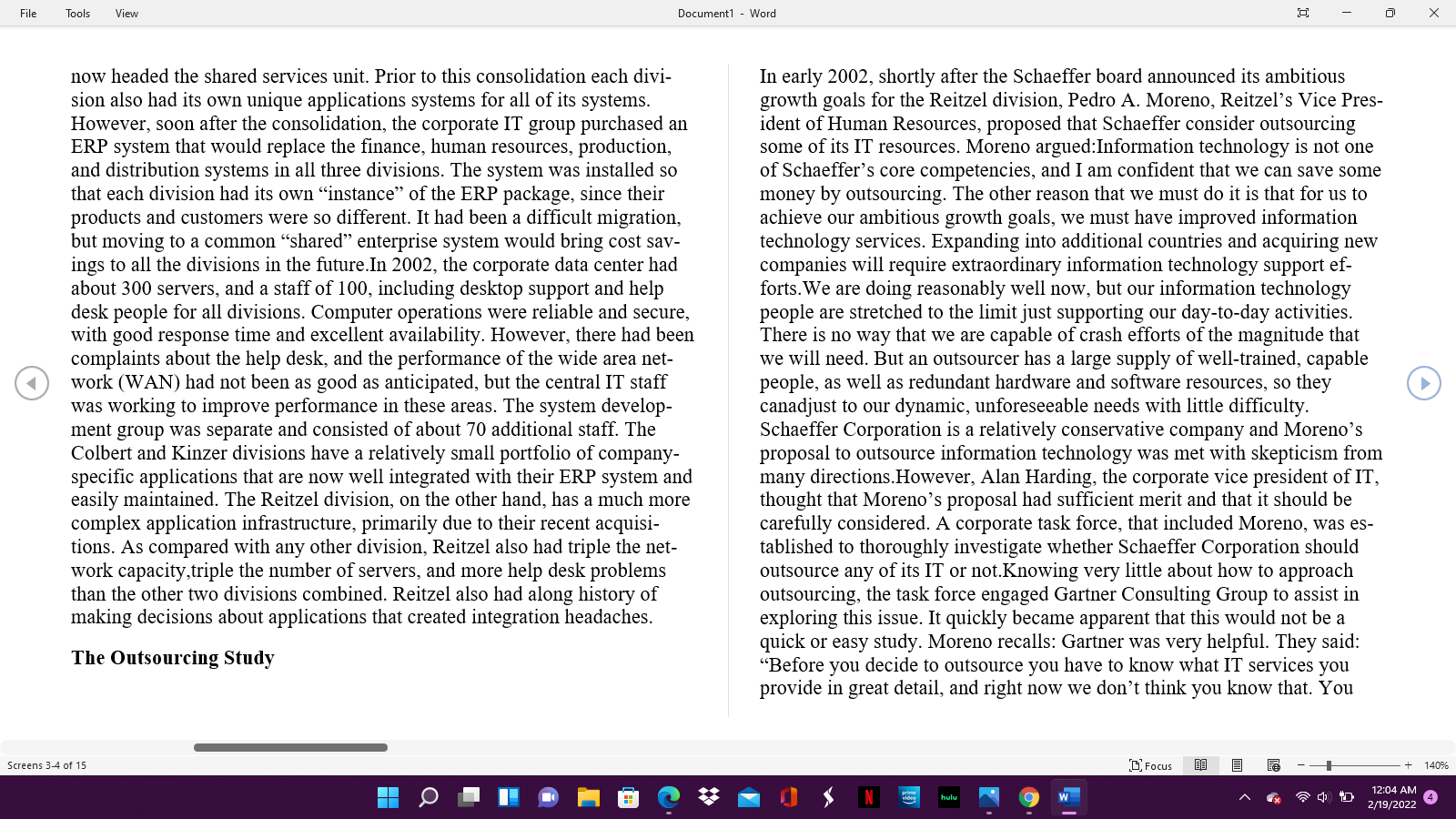 File Tools View Document1 - Word O CASE STUDY