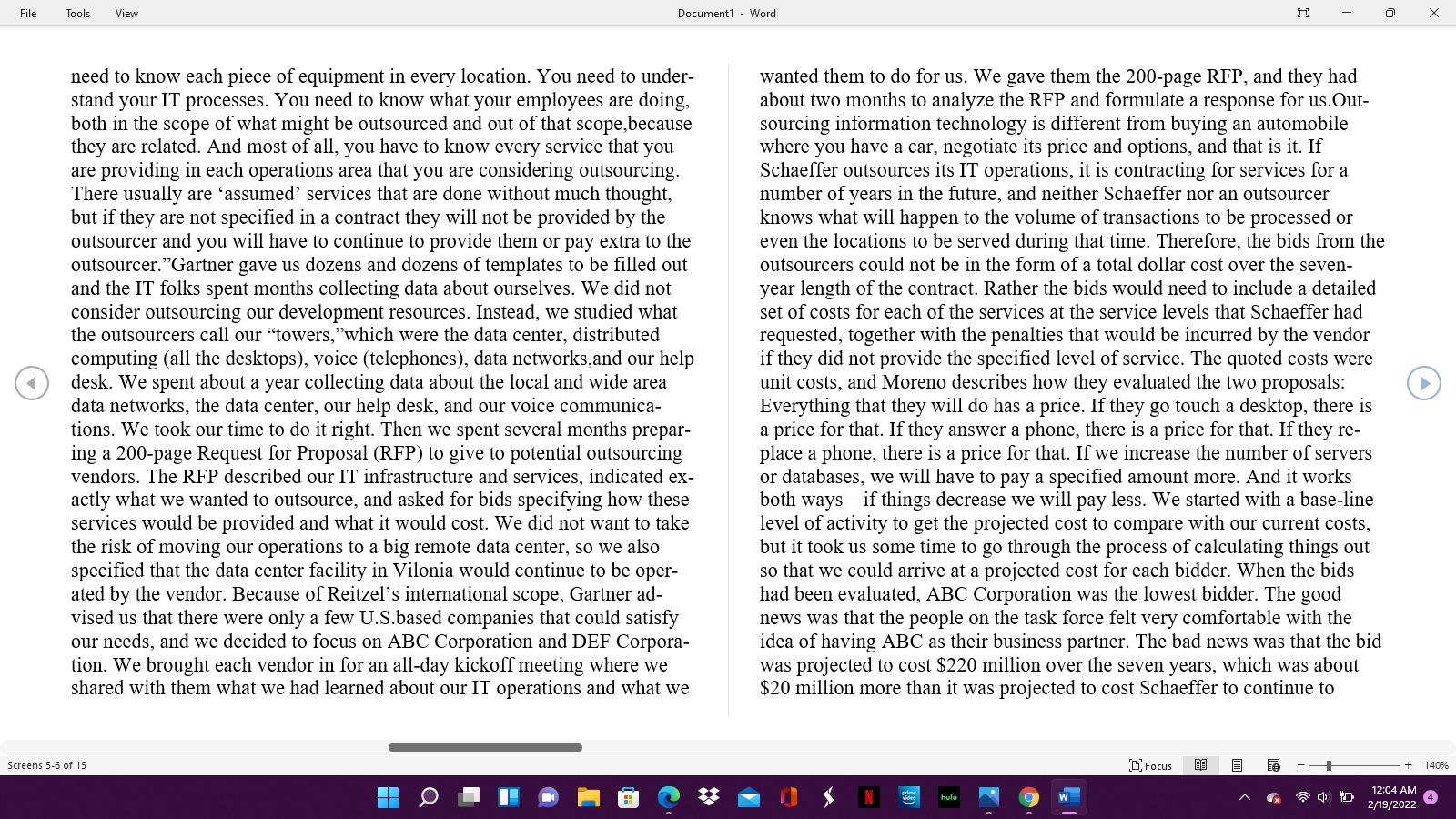 File Tools View Document1 - Word O CASE STUDY