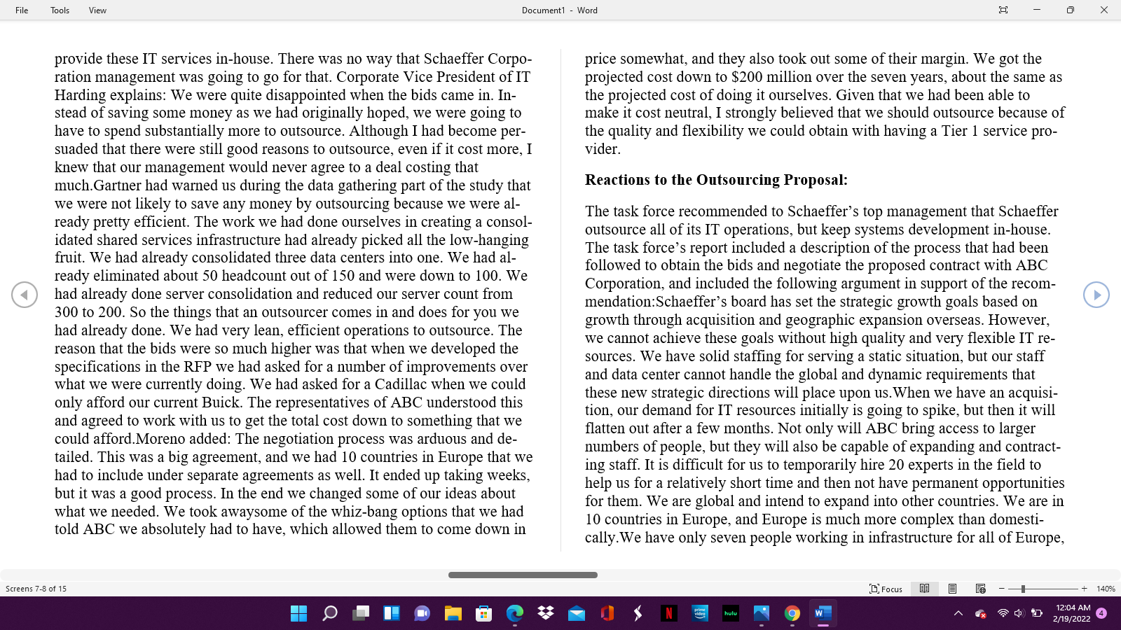 File Tools View Document1 - Word O CASE STUDY