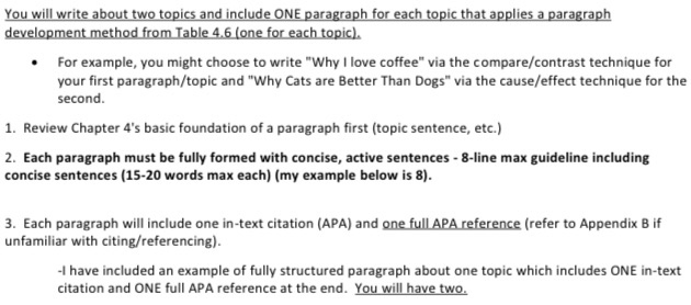 You will write about two topics and include ONE