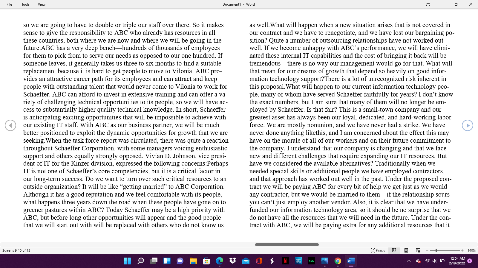 File Tools View Document1 - Word O CASE STUDY