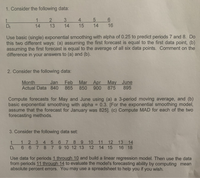 1. Consider the following data: 5 1 14 2 13 3 14