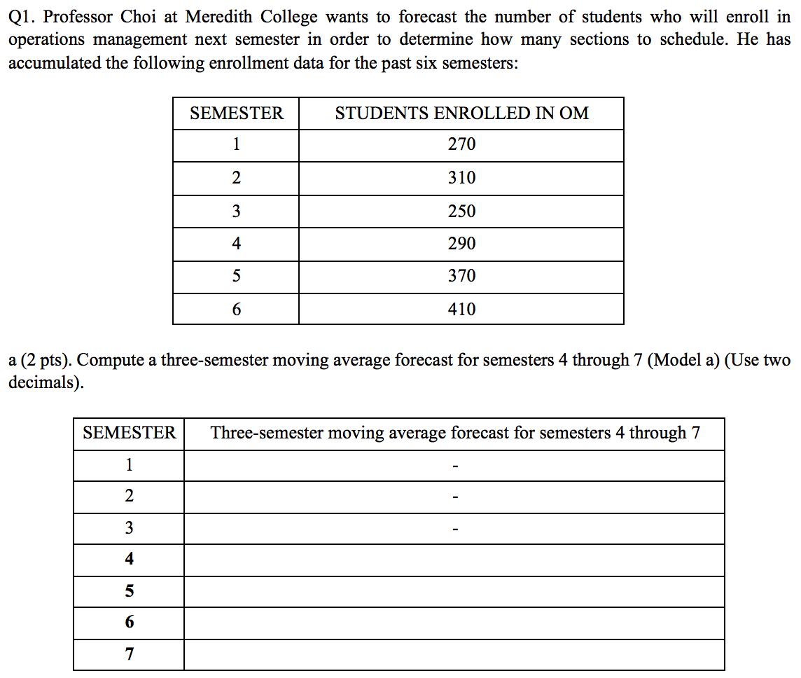 b (3 pts). Compute the exponentially smoothed