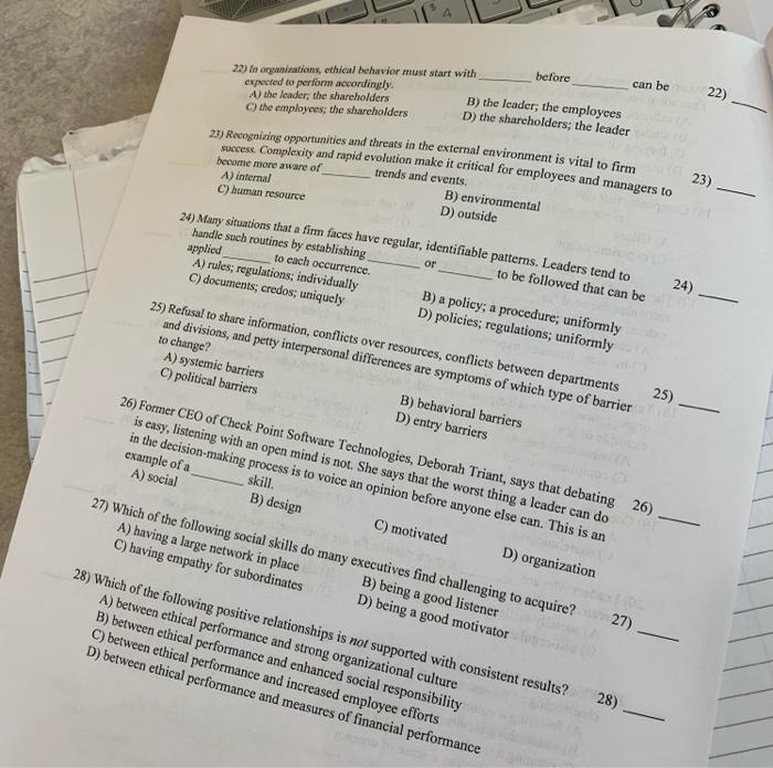 a before 22) in organizations, ethical behavior