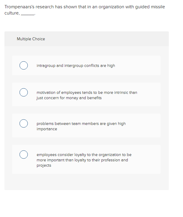 Trompenaars's research has shown that in an