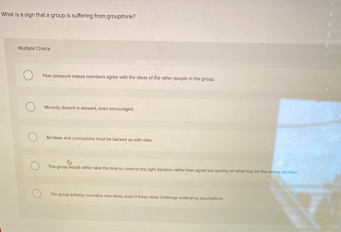 What is a sign that a group is suffering from