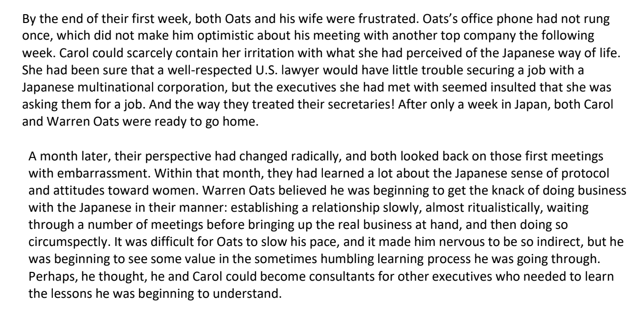 REQUIREMENT: CASE STUDY: Culture Shock Warren