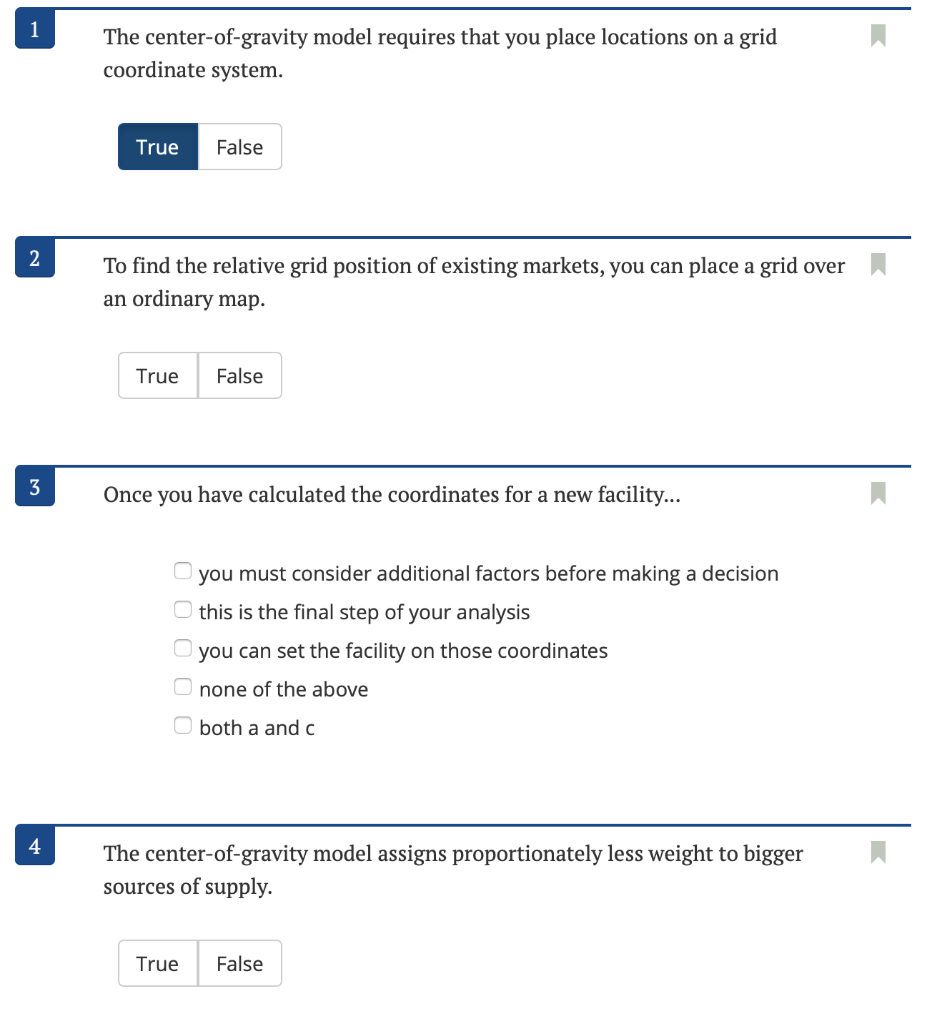 The center-of-gravity model requires that you