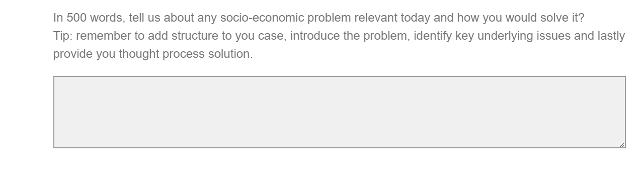 In 500 words, tell us about any socio-economic