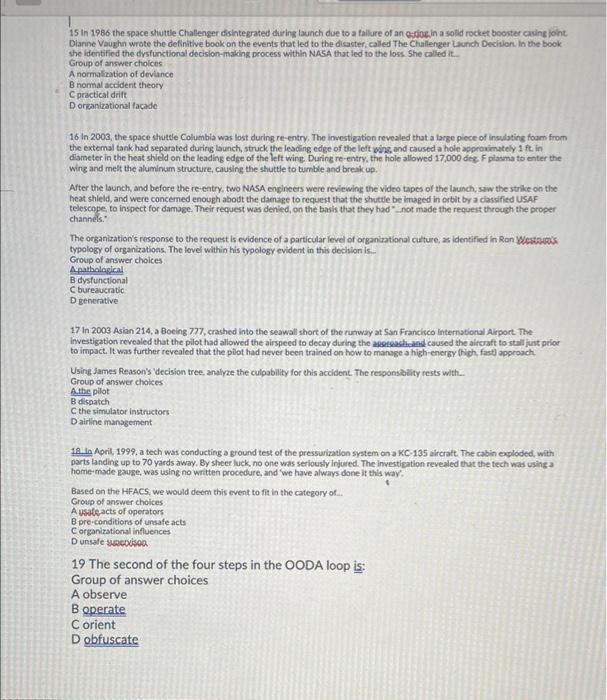 v 15 In 1986 the space shuttle Challenger