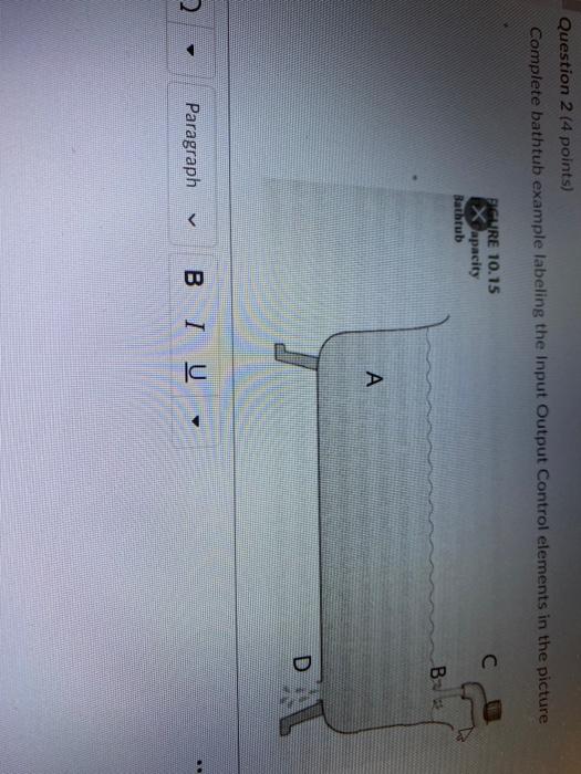 Question 2 (4 points) Complete bathtub example