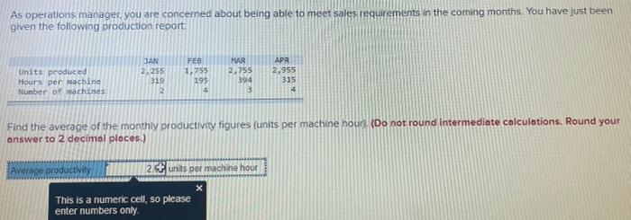 As operations manager, you are concerned about