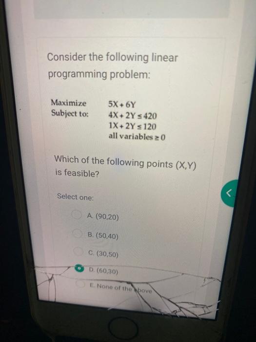 Consider the following linear programming