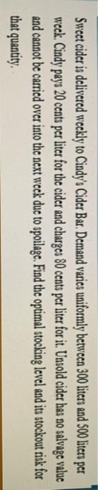 Sweet cider is delivered weekly to Cindy's Cider