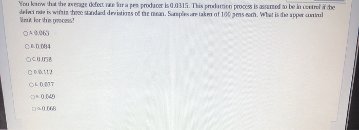You know that the average defect rate for a pen