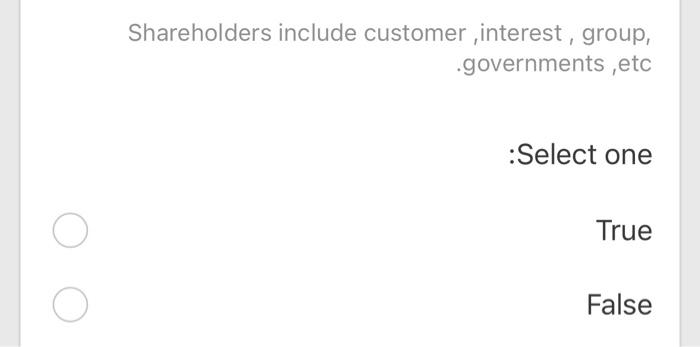 Shareholders include customer interest, group,