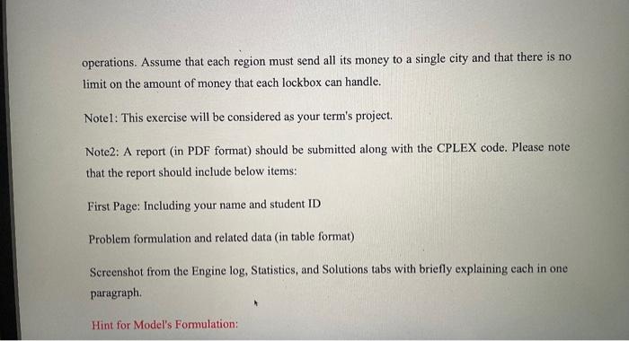 please use CPLEX and show a detailed answer 6.4