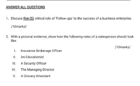 This question is under sales management ANSWER