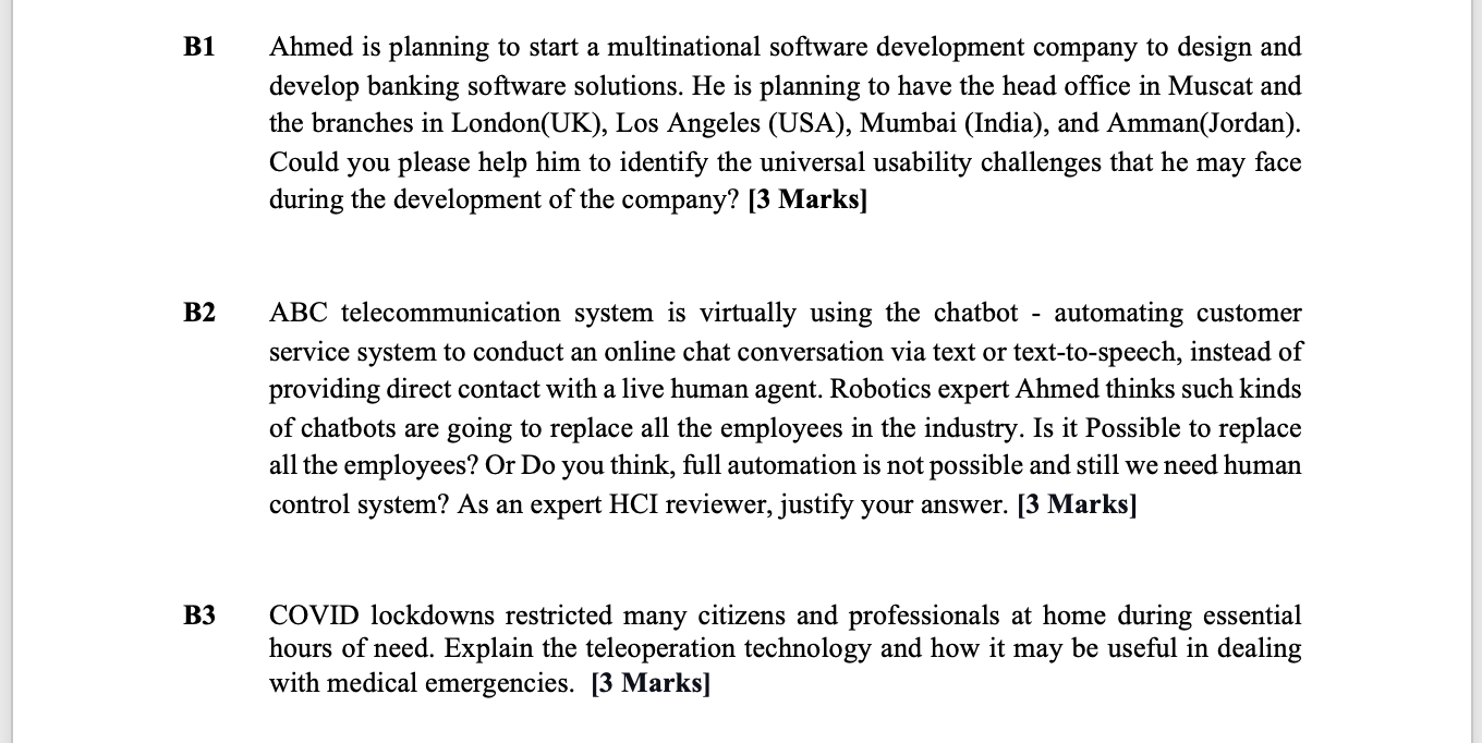 B1 Ahmed is planning to start a multinational