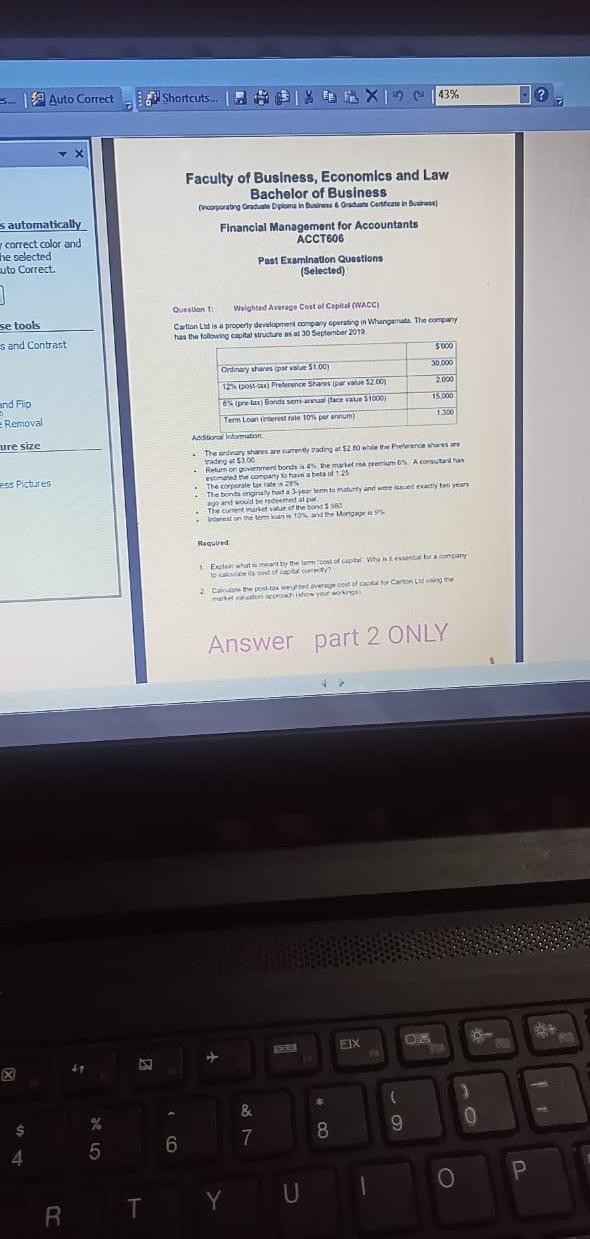 ... a Auto Correct Shortcuts. % E XI | 43% ?
