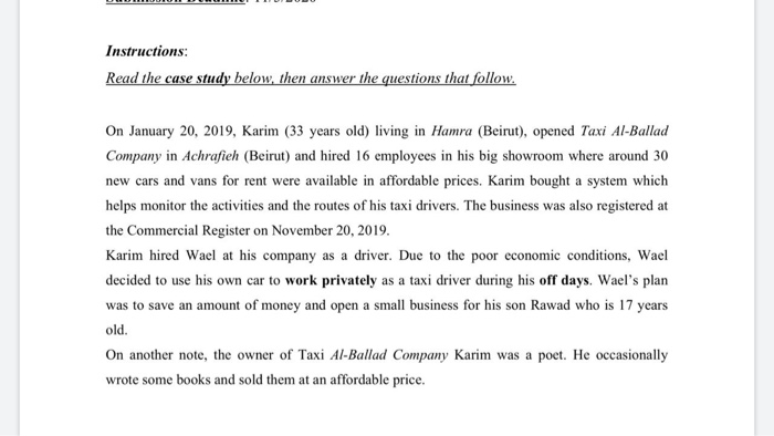 Instructions: Read the case study below, then