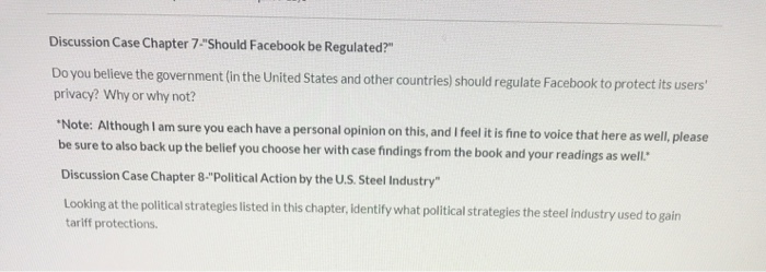 Discussion Case Chapter 7-"Should Facebook be