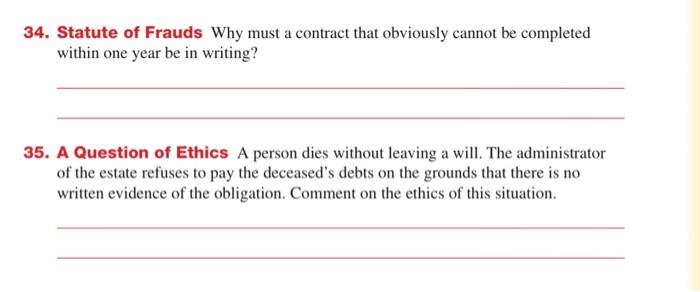 SUBJECT IS BUSINESS LAW!!! 34. Statute of Frauds