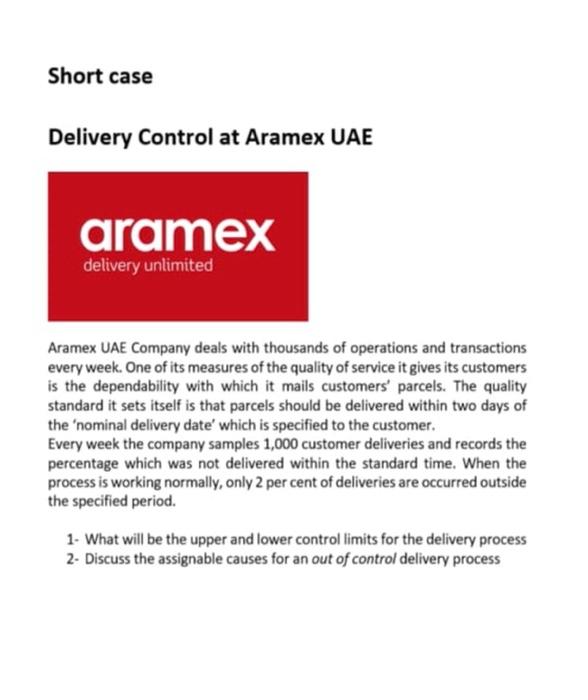 please answer! Short case Delivery Control at