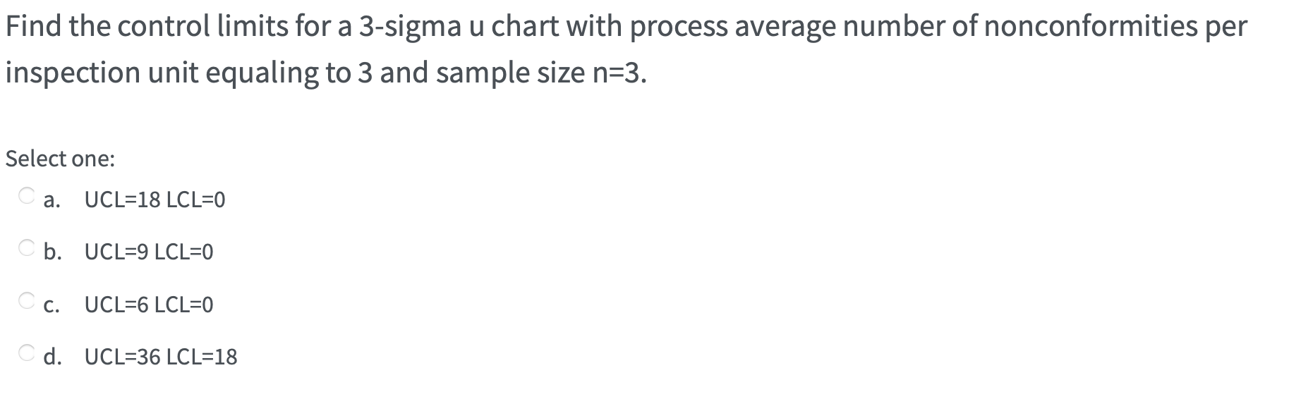 Find the control limits for a 3-sigma u chart