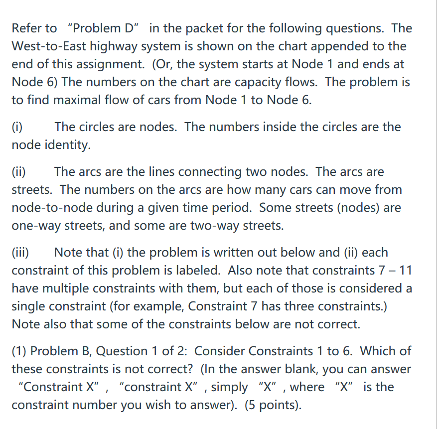 Maximum Flow problem setup: Max X61 subject to