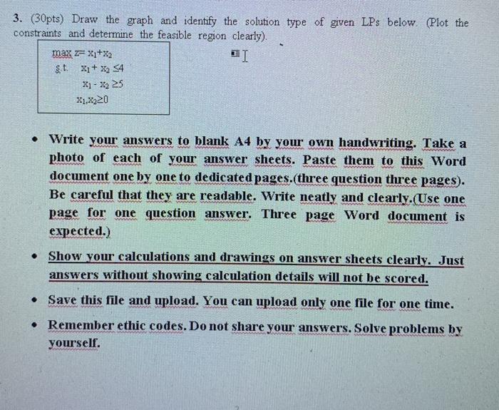 3. (30pts) Draw the graph and identify the