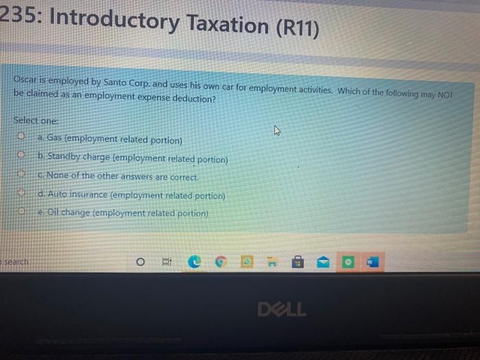 235: Introductory Taxation (R11) Oscar is