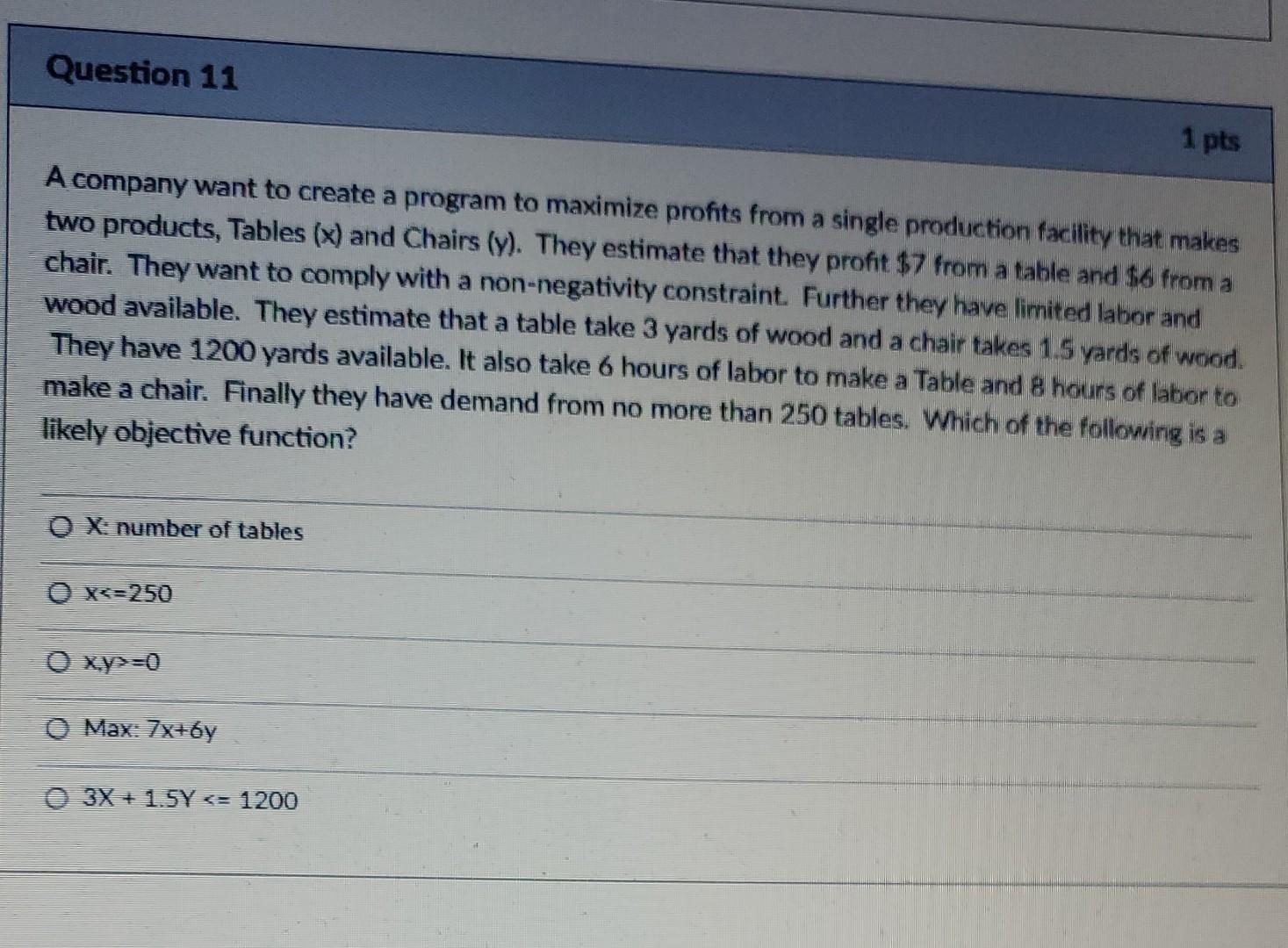 Question 11 1 pts A company want to create a