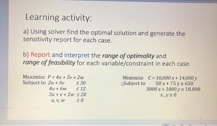BUSI 2013 Business Decision Analysis Learning