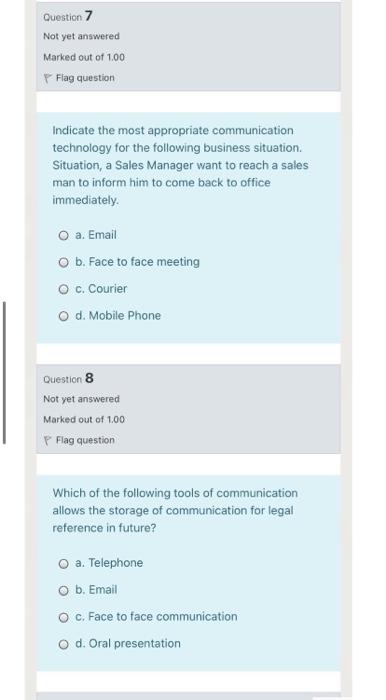 fast please Question 7 Not yet answered Marked