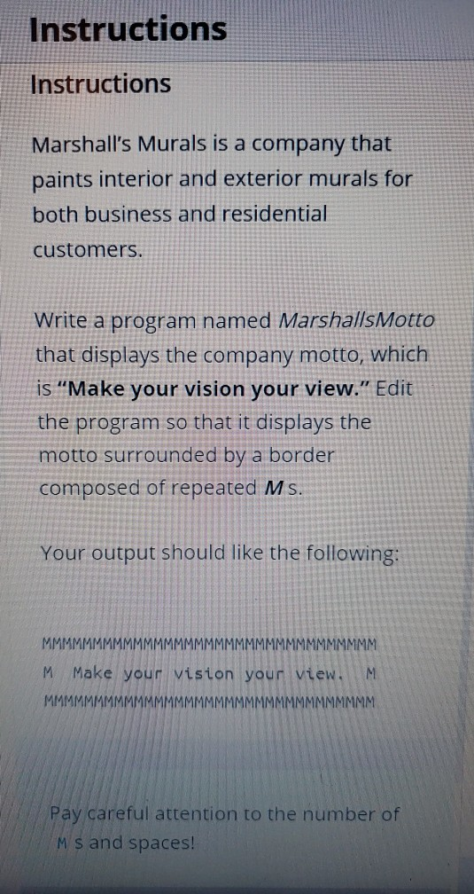 Instructions Instructions Marshall's Murals is a