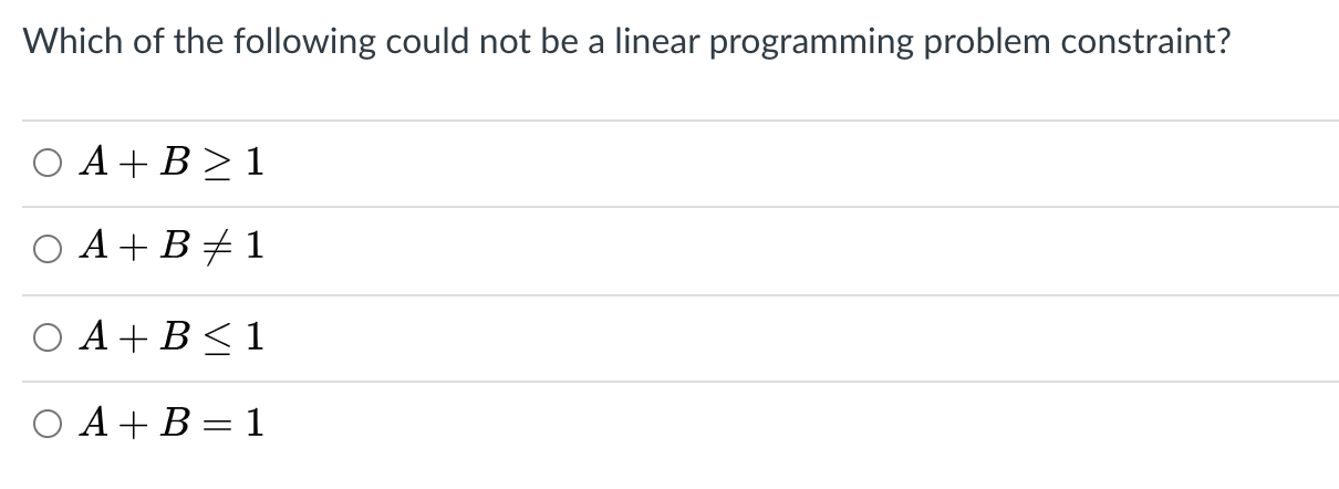 Which of the following could not be a linear